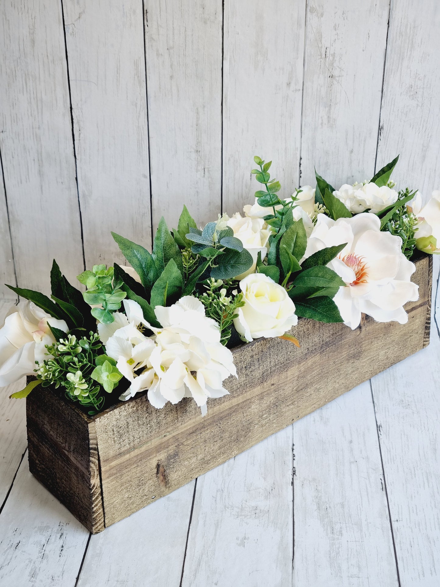 Luxury white magnolia and hydrangea floral arrangement