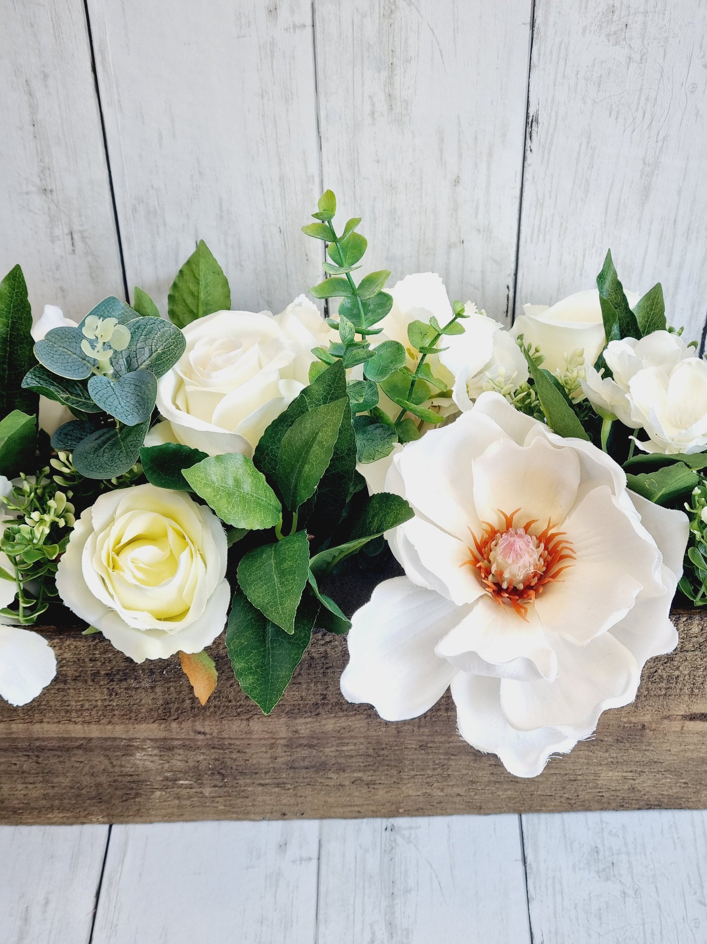 Luxury white magnolia and hydrangea floral arrangement