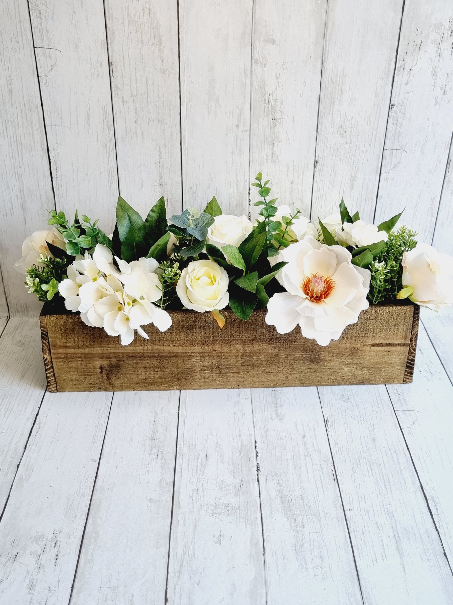 Luxury white magnolia and hydrangea floral arrangement