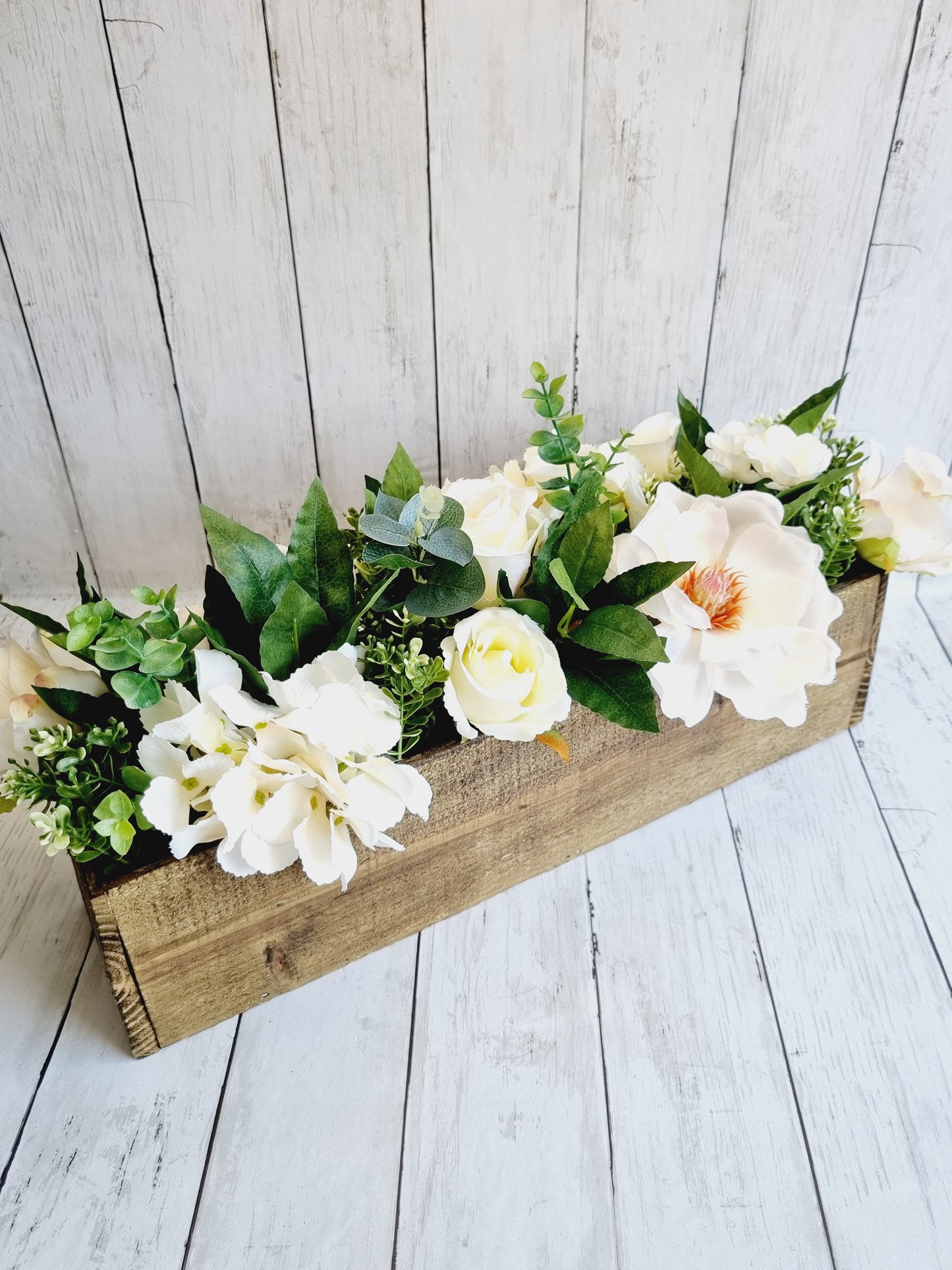 Luxury white magnolia and hydrangea floral arrangement