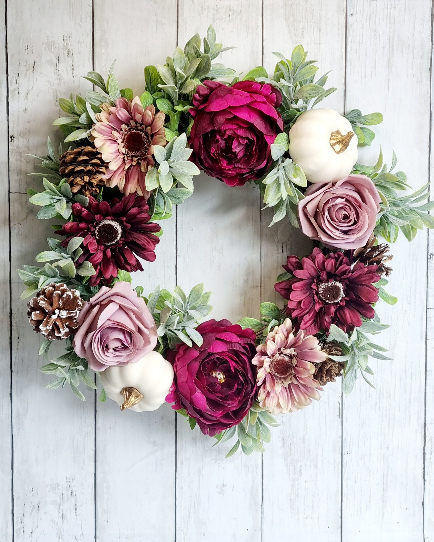 Autumn full pumpkin floral front door wreath