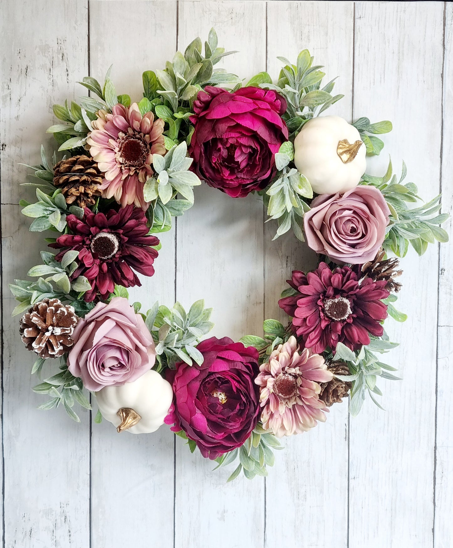 Autumn full pumpkin floral front door wreath