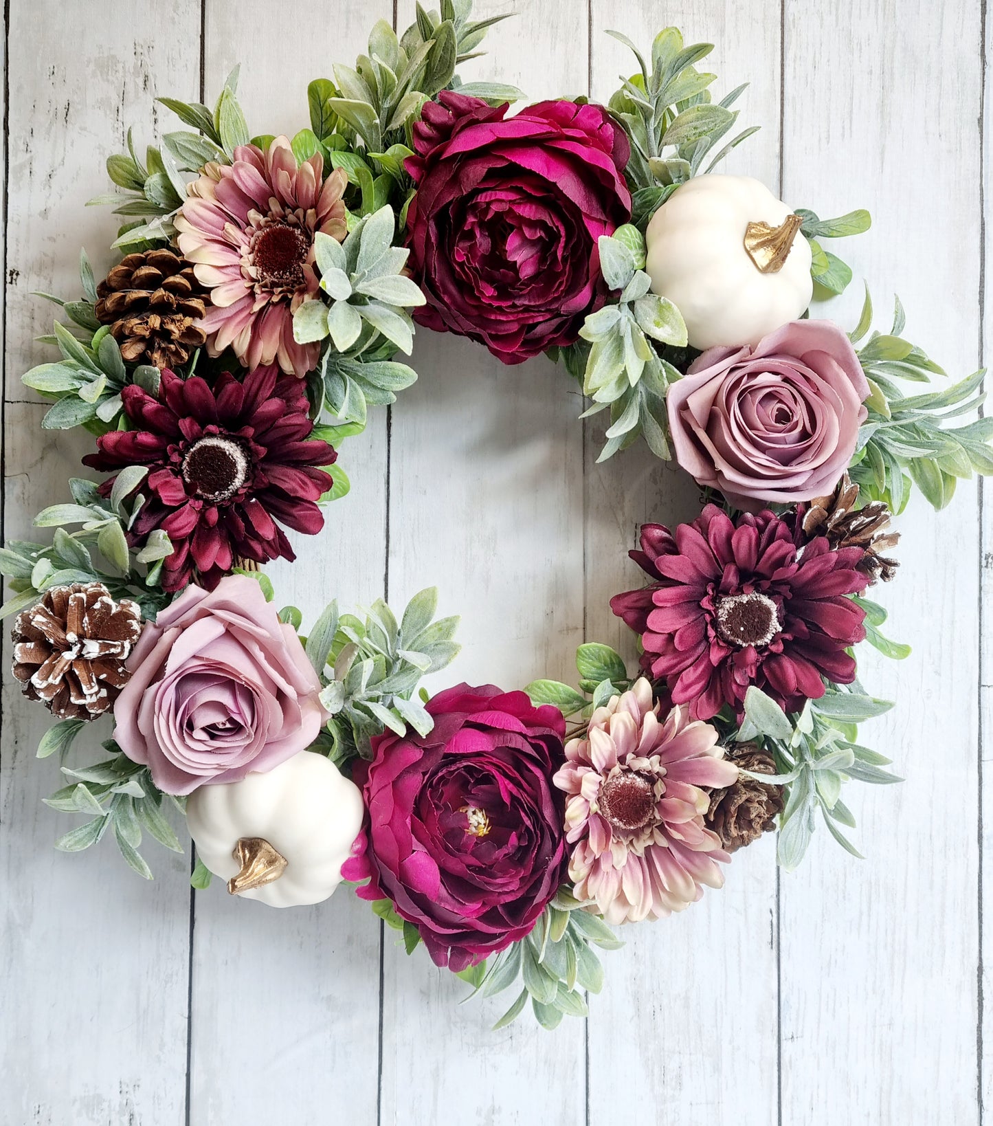 Autumn full pumpkin floral front door wreath