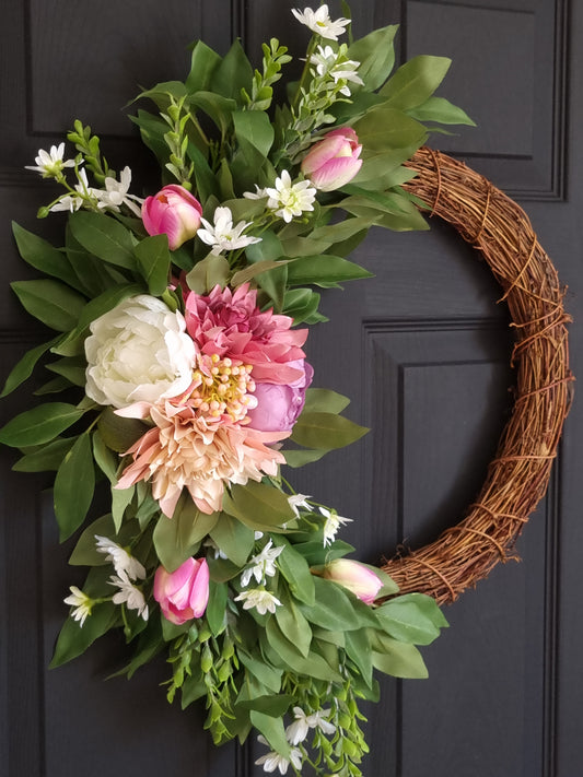 Luxury peony and dahilia frontdoor wreath