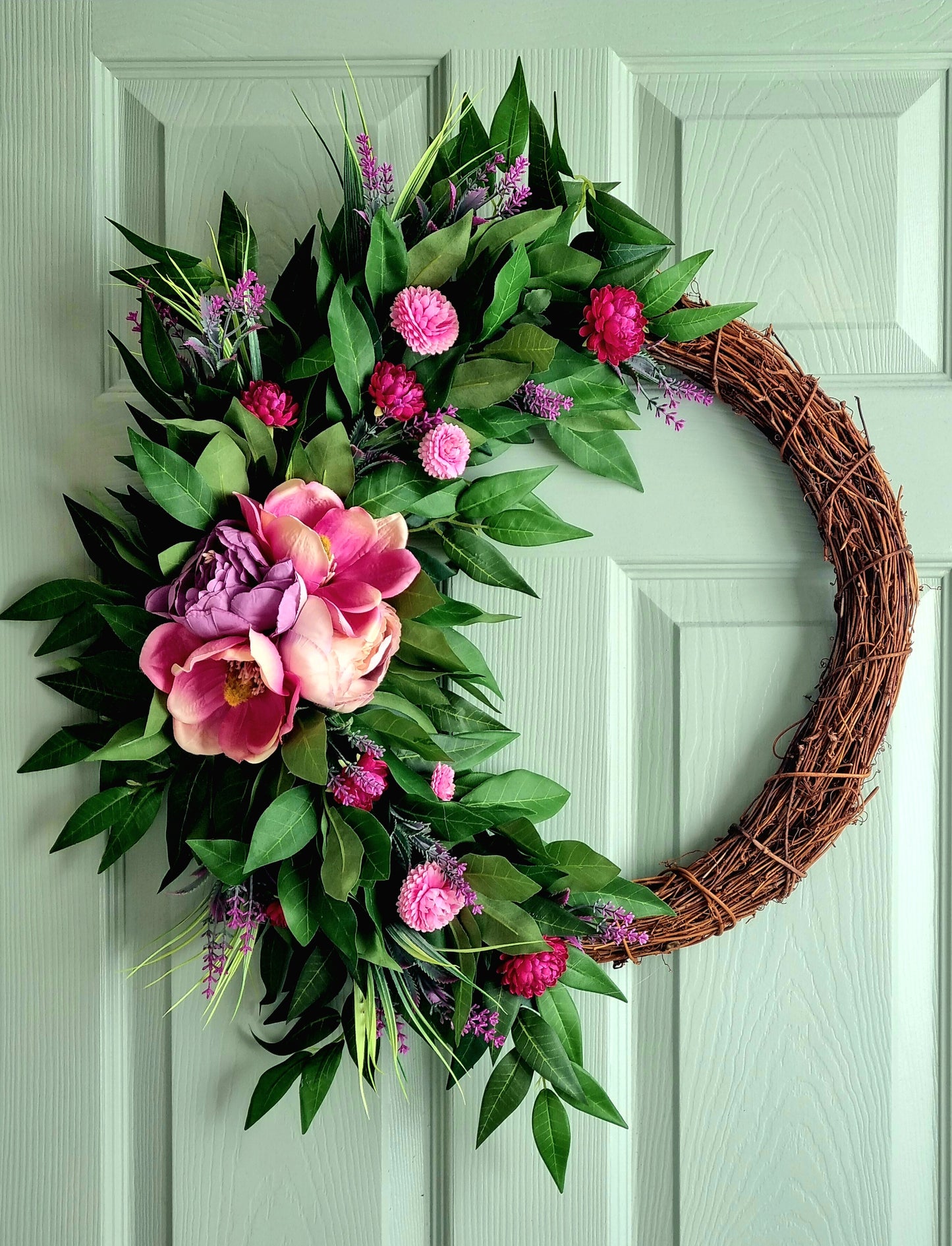 Best seller luxury pink magnolia and lilac peony front door wreath