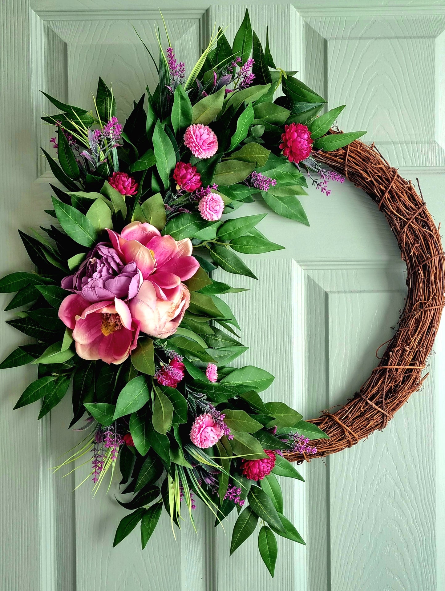 Best seller luxury pink magnolia and lilac peony front door wreath