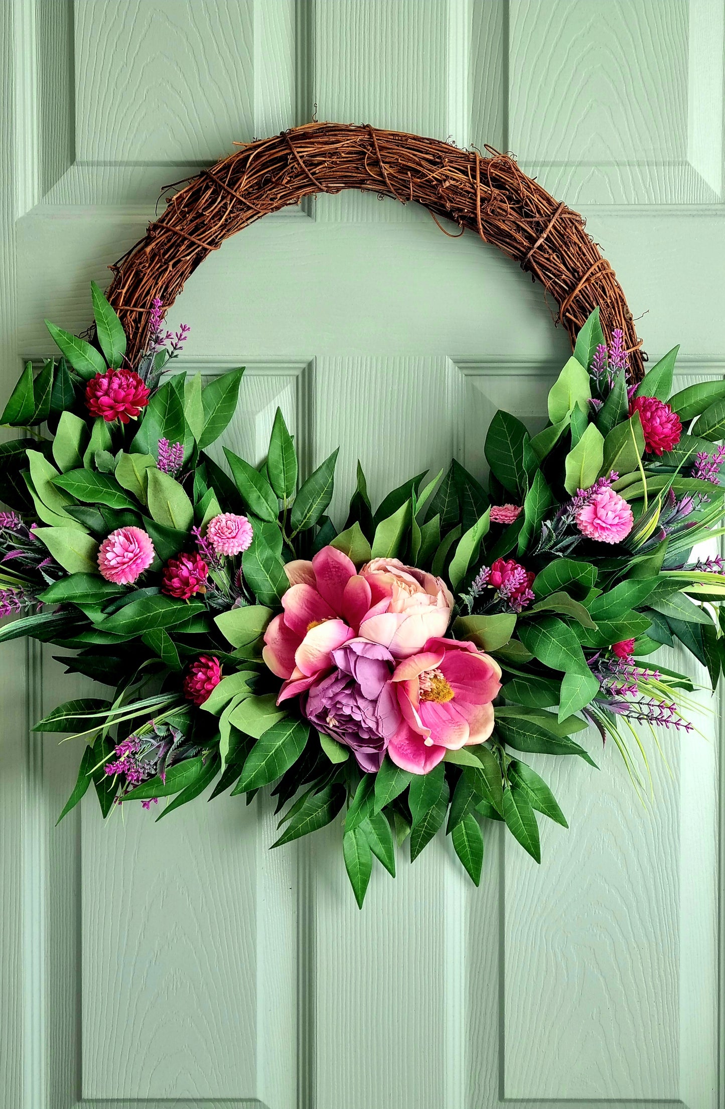 Best seller luxury pink magnolia and lilac peony front door wreath