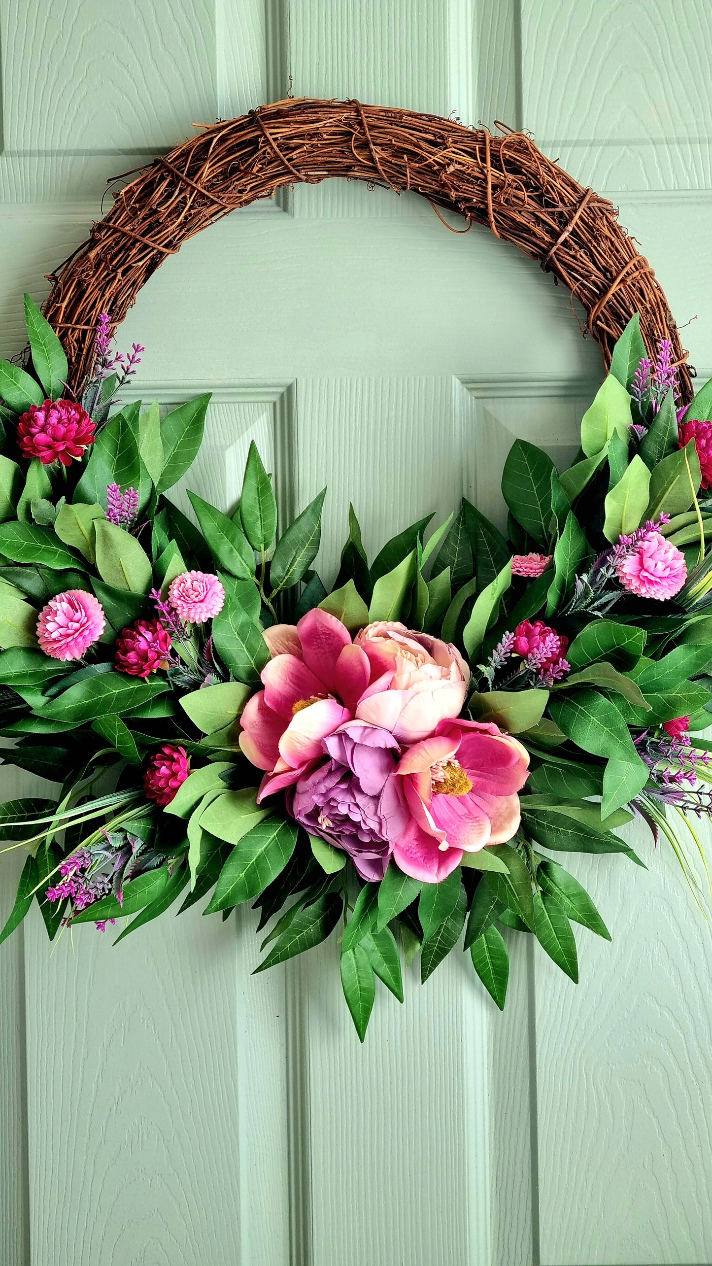 Best seller luxury pink magnolia and lilac peony front door wreath