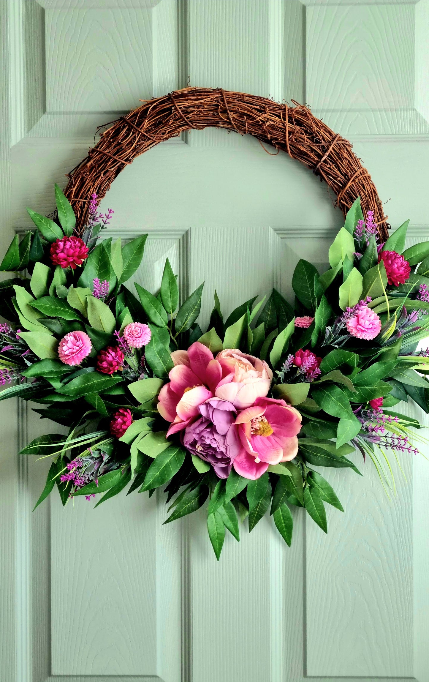 Best seller luxury pink magnolia and lilac peony front door wreath