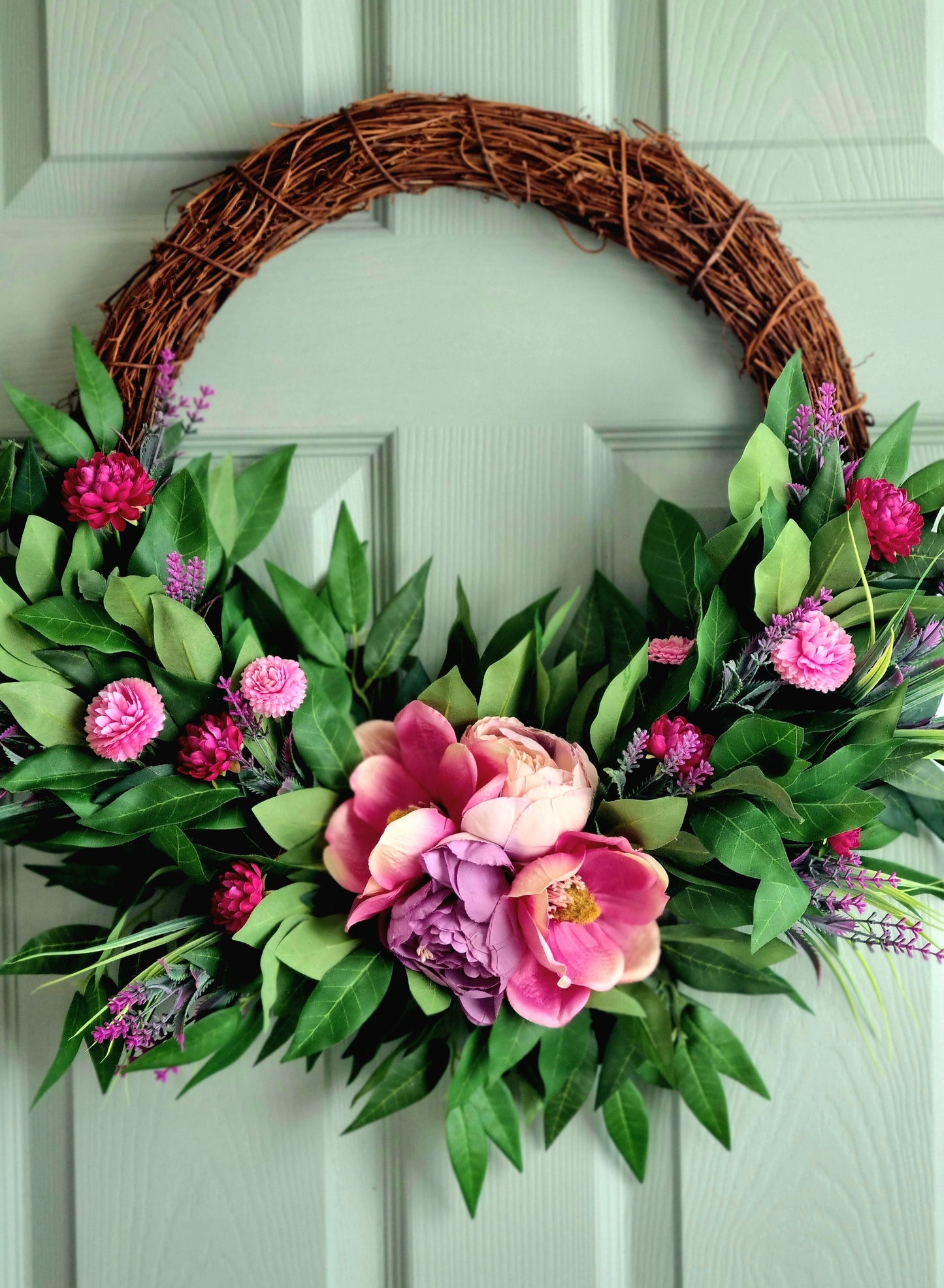 Best seller luxury pink magnolia and lilac peony front door wreath