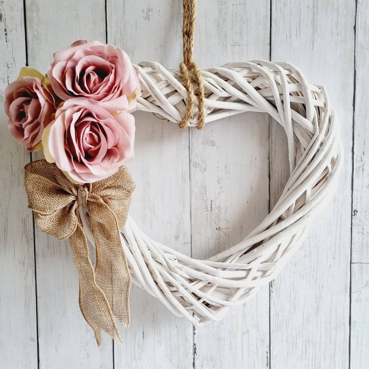 Luxury blush pink heart front door wreath