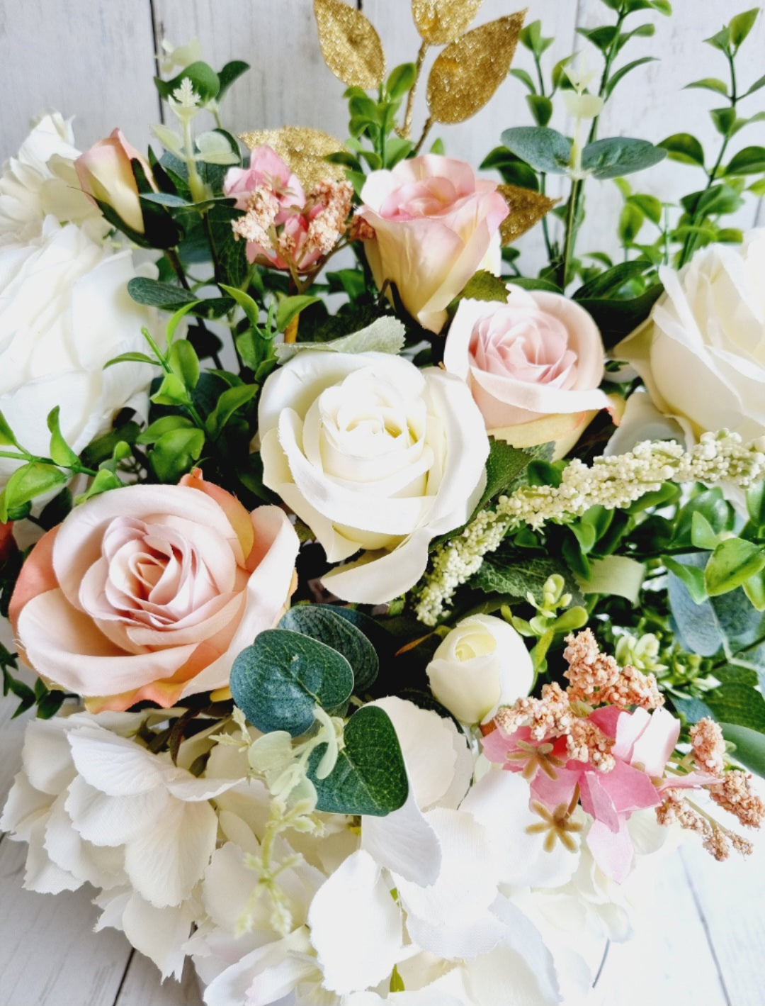 Luxury white peony and pink floral hatbox